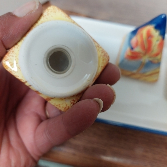 Vintage 90s Hi-Lux Japan Hand-painted Triangular Floral Teapot & Accessories - Picture 10 of 16